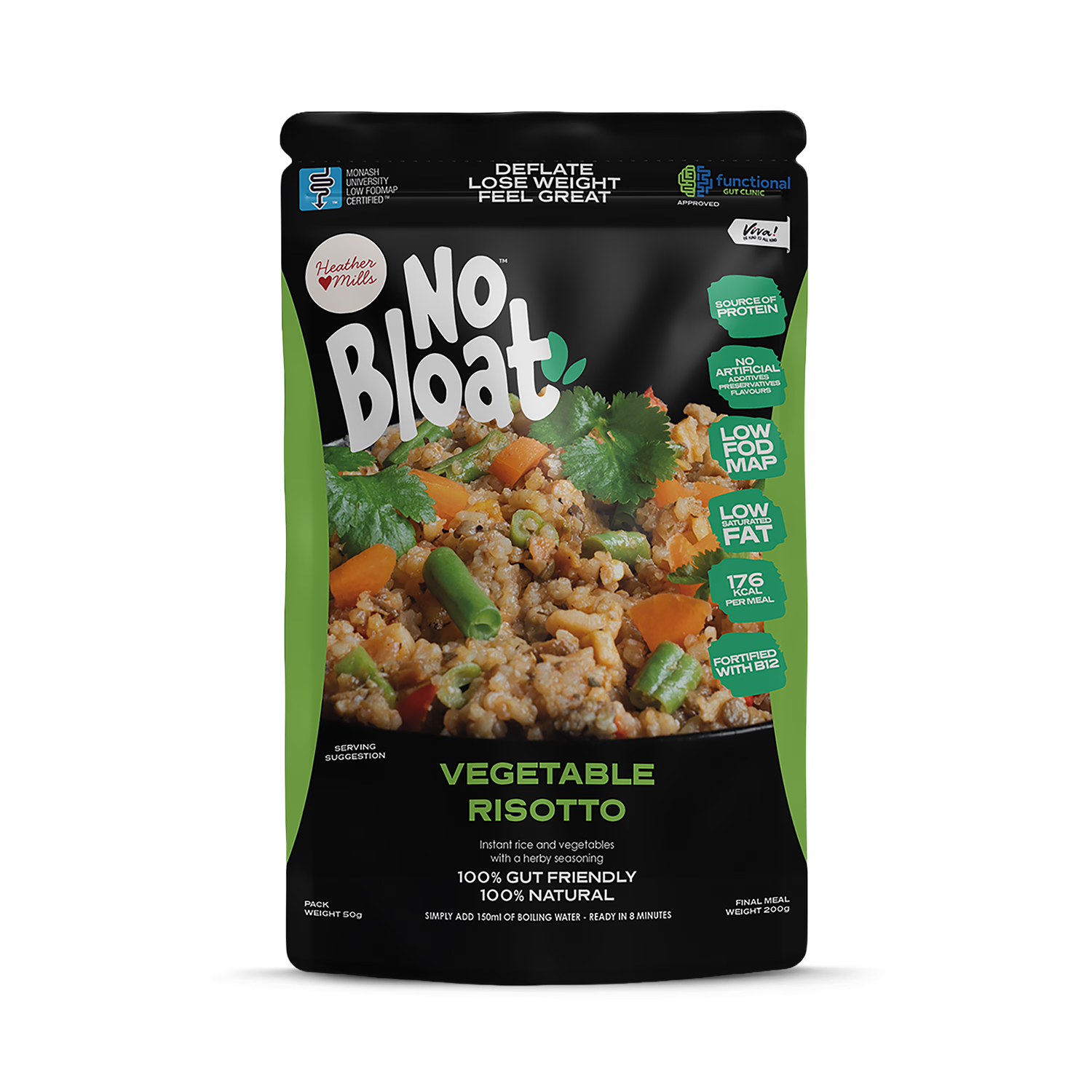No Bloat Vegetable Risotto 4x50g pouches - British product
