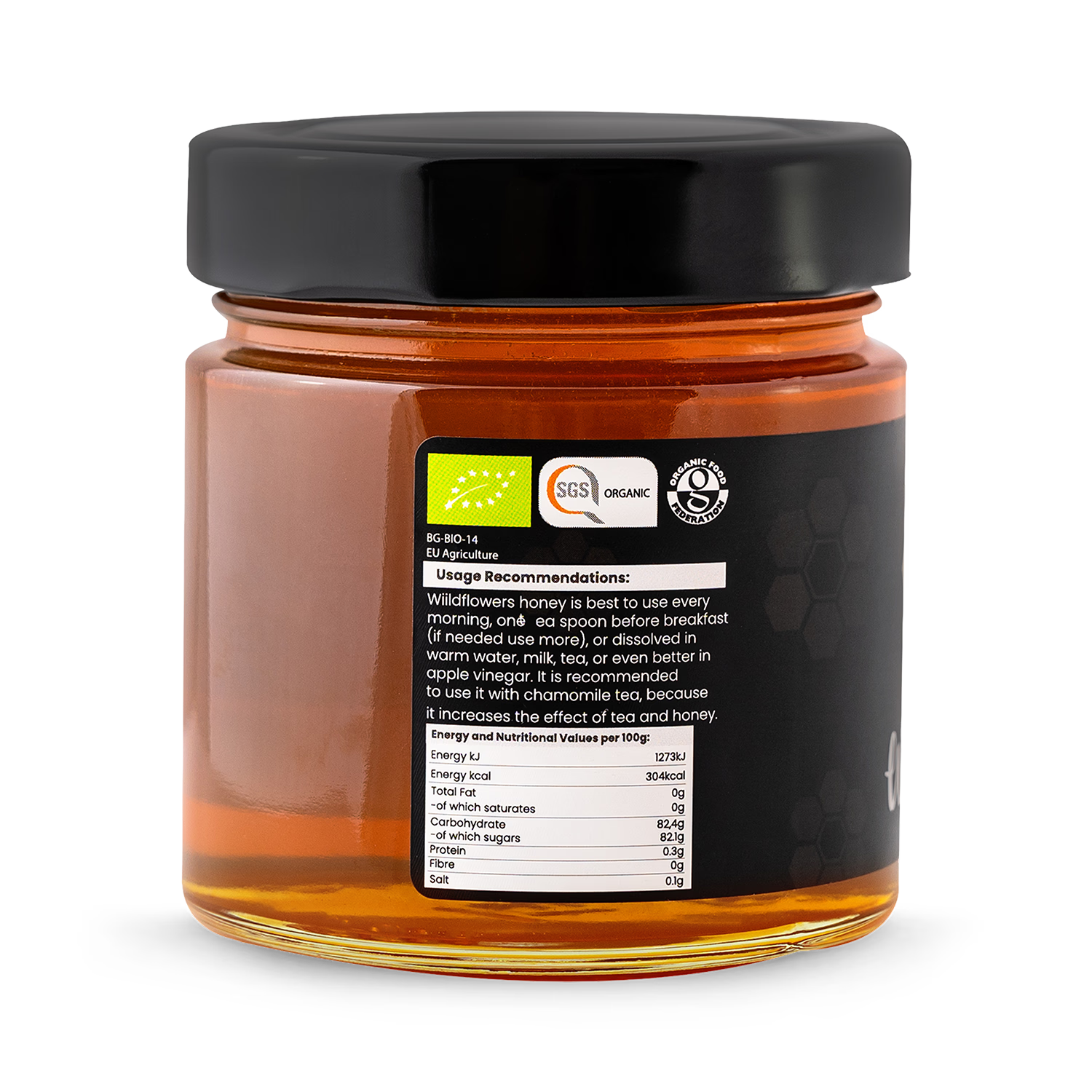 BioHoney organic raw honey wildflowers 300g, UK version