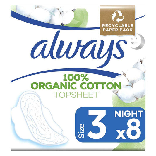 Always Cotton Protection Ultra Night Sanitary Towels With Wings 8 Pads GOODS Boots   