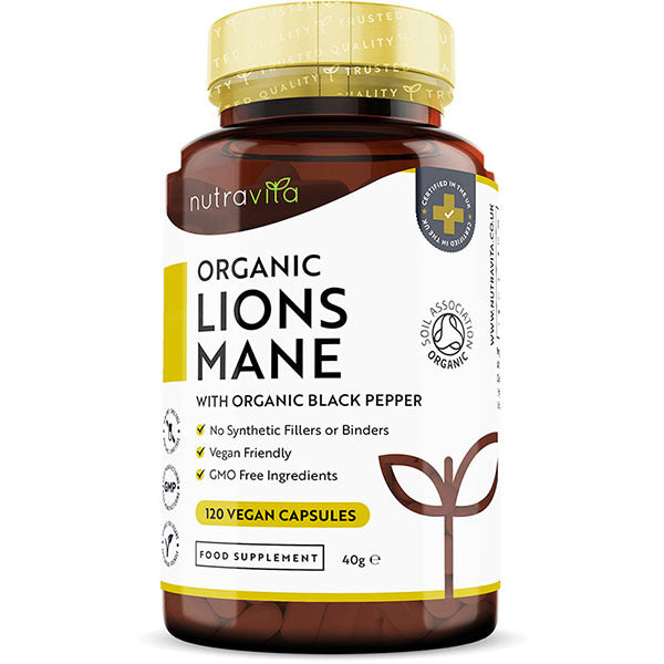 Nutravita Organic Lions Mane - 120 Vegan Capsules