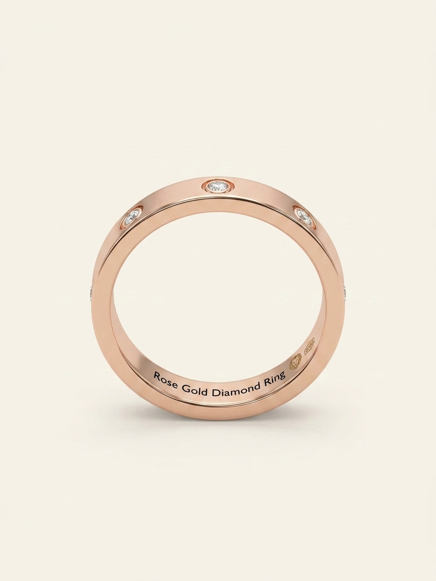 Cartier rose gold diamond wedding band 4mm (British brand)