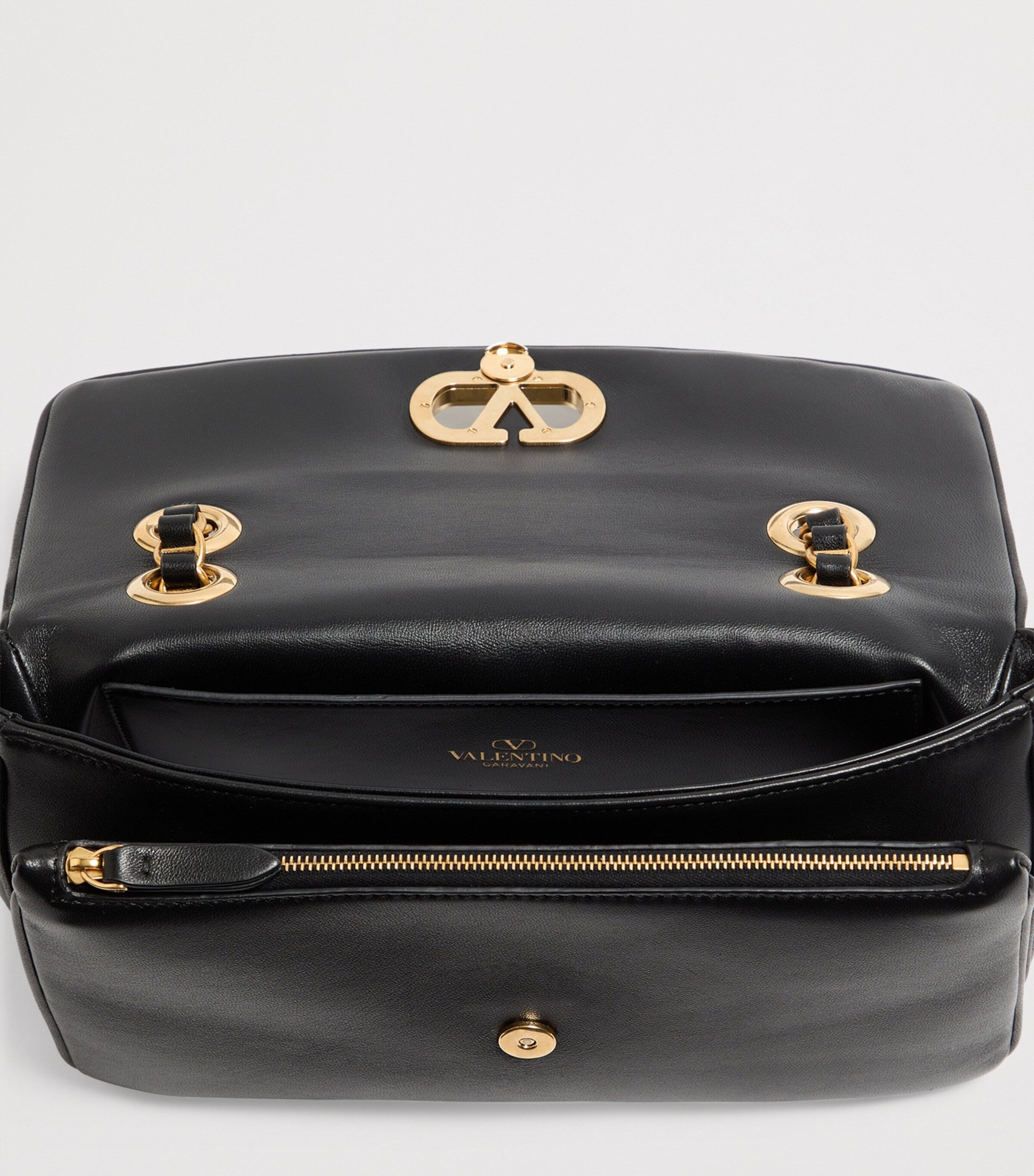 Valentino Garavani Djuna lambskin shoulder bag with gold VLOGO hardware, UK version