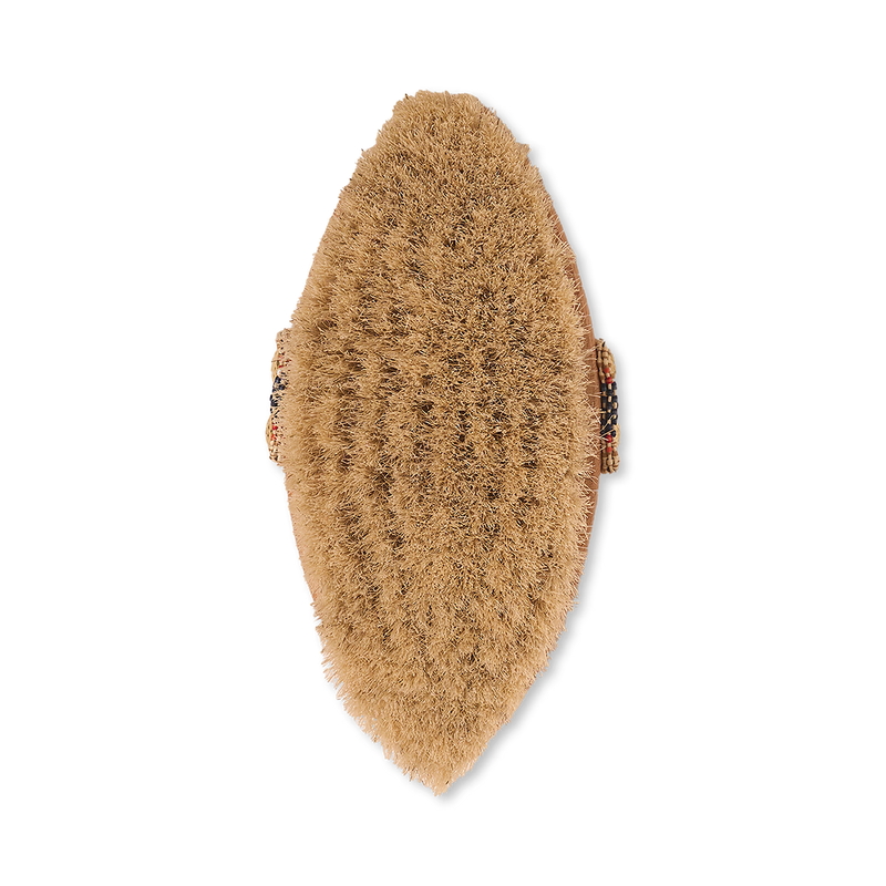 Dry body brush with natural horsehair bristles and wooden handle, UK version