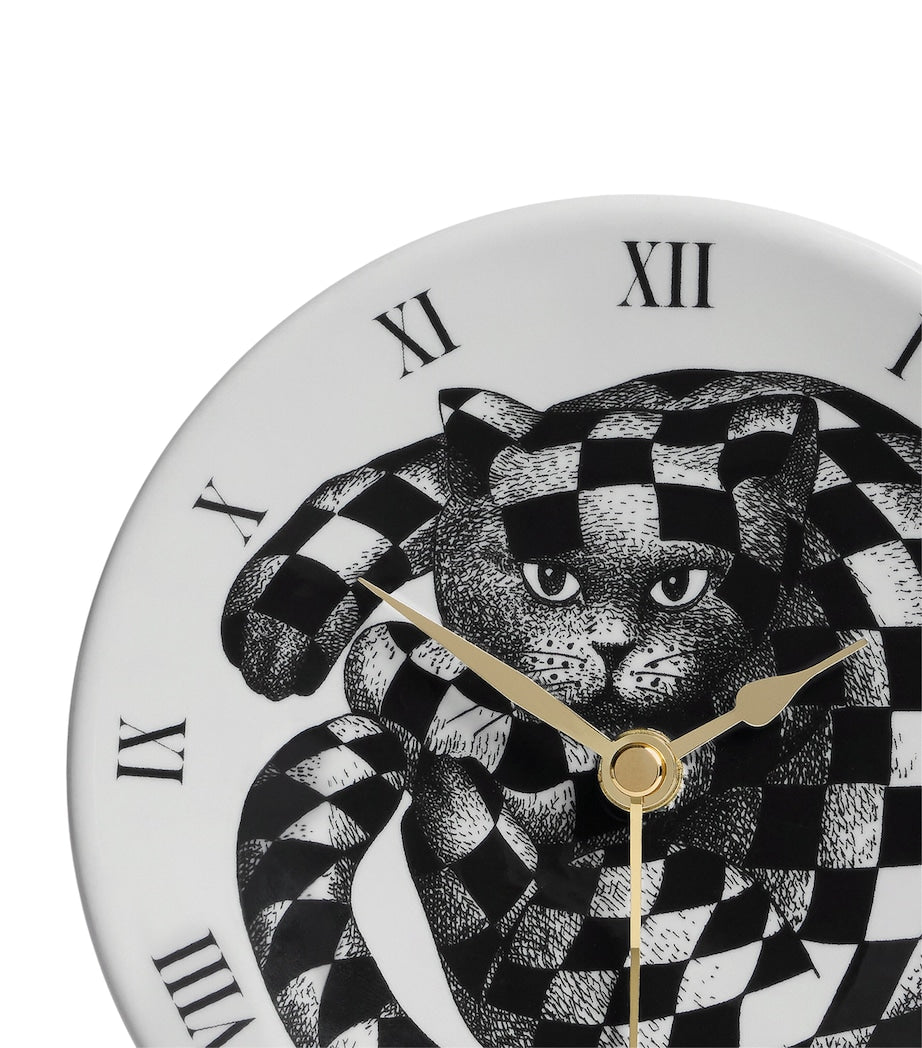Fornasetti High Fidelity desk clock with cat motif, UK version