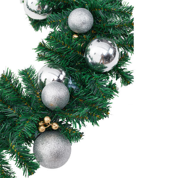 Livingandhome artificial pine garland with gold silver ornaments 270cm - British product
