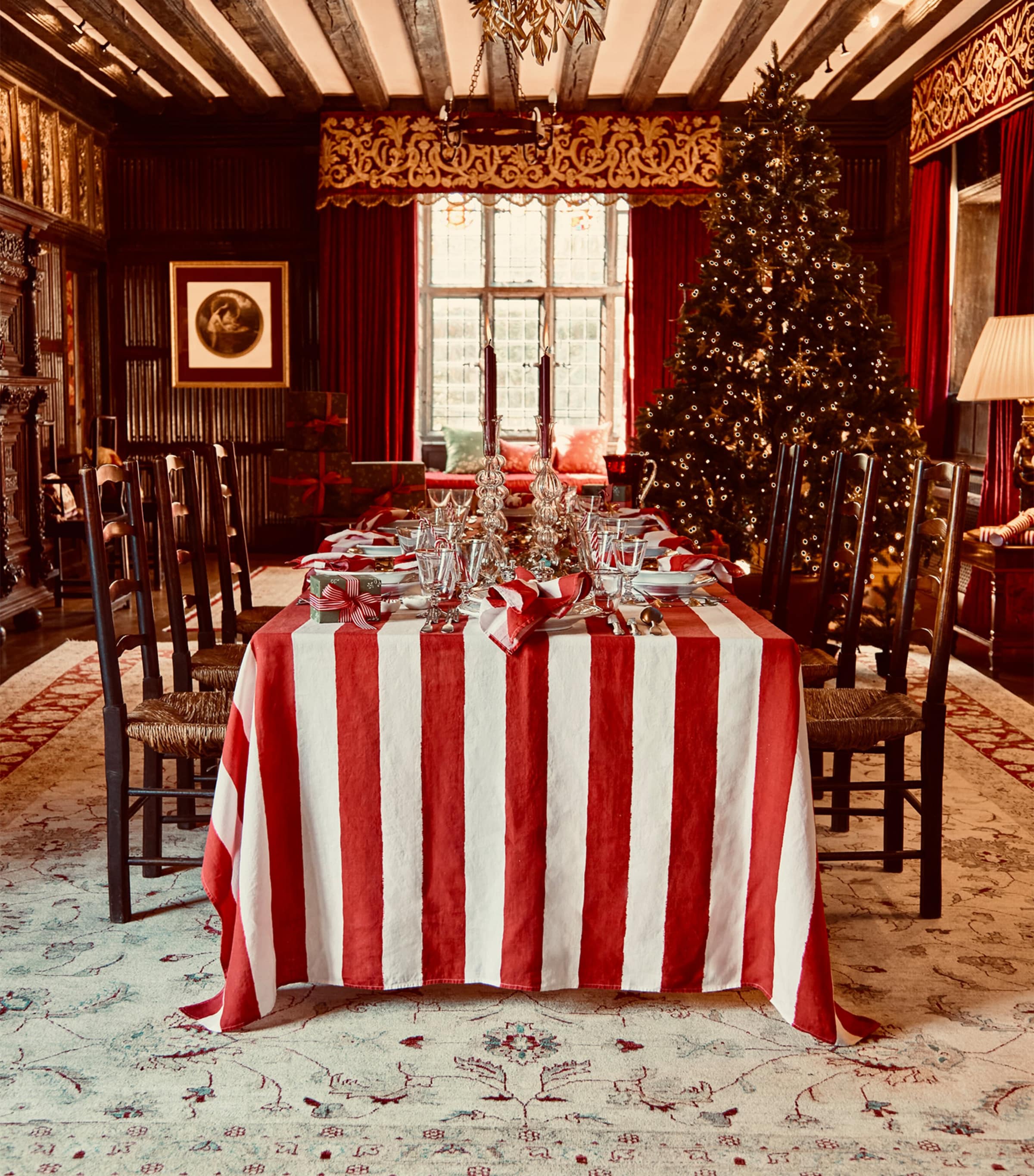 Summerill & Bishop linen stripe tablecloth 165cm x 380cm (British brand)