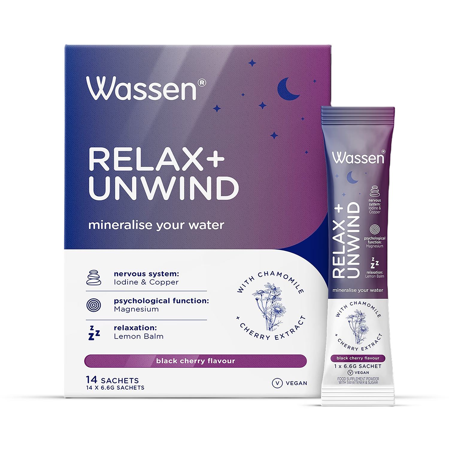 Wassen Relax Unwind Electrolytes 14 sachets (British brand)