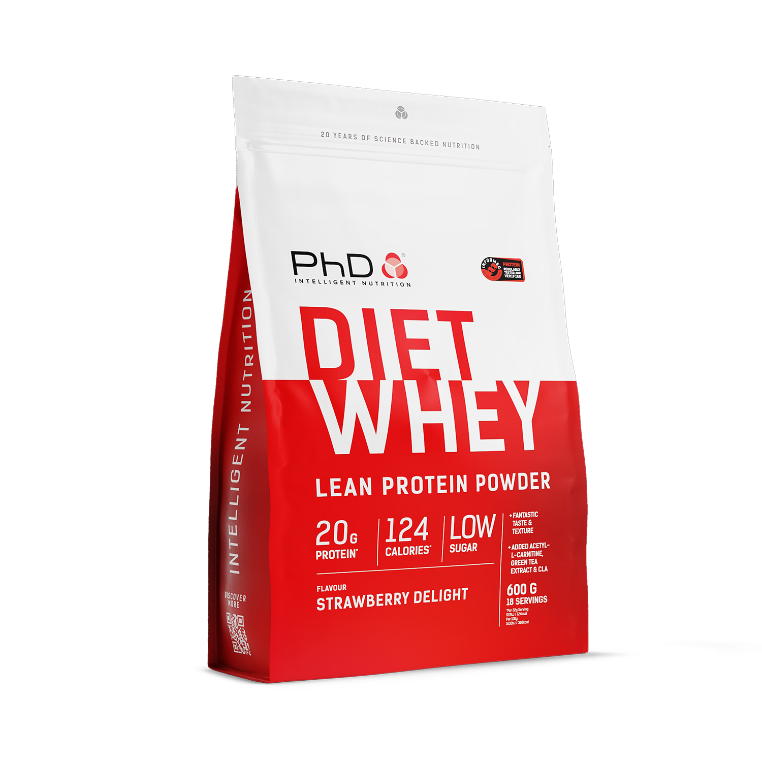 PhD whey protein powder Strawberry Delight 600g, imported from the UK