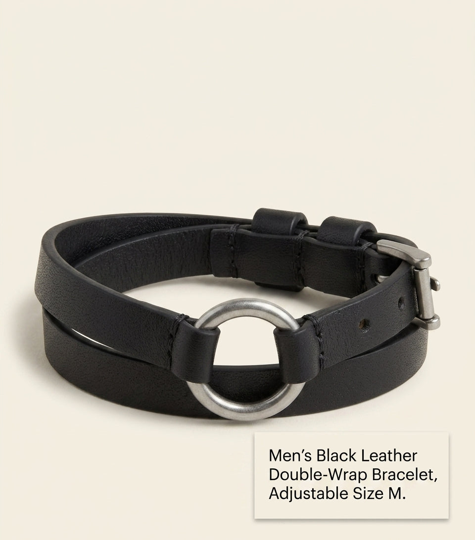 McQueen leather double wrap bracelet with gold-tone skull ring, imported from the UK