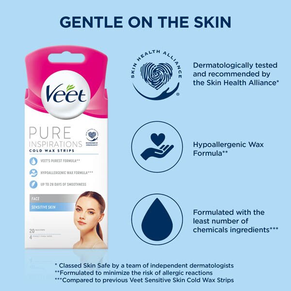 Veet Pure Inspiration Wax Strips Face Sensitive x20 GOODS Superdrug   