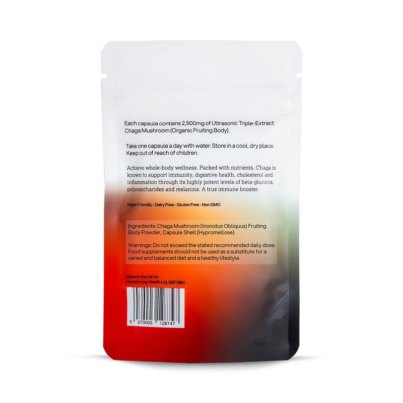 Headstrong Chaga Mushroom supplement 30 capsules, UK version