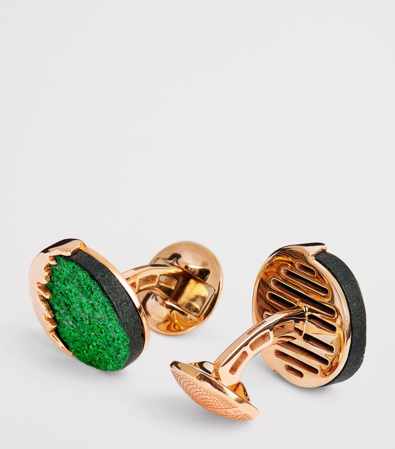 Tateossian rose gold and green garnet cufflinks - British product