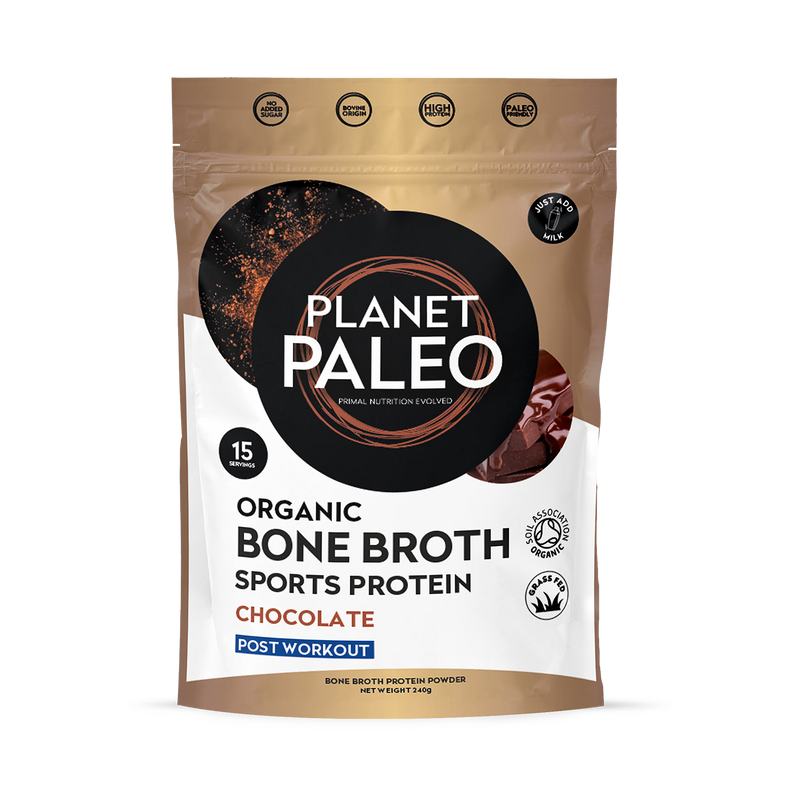 Planet Paleo bone broth protein powder chocolate 240g (British brand)