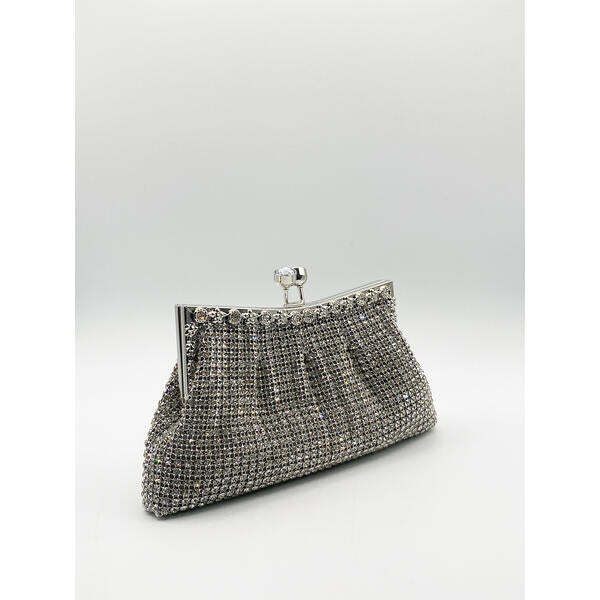 SVNX silver crystal rhinestone clutch bag 24cm, UK version
