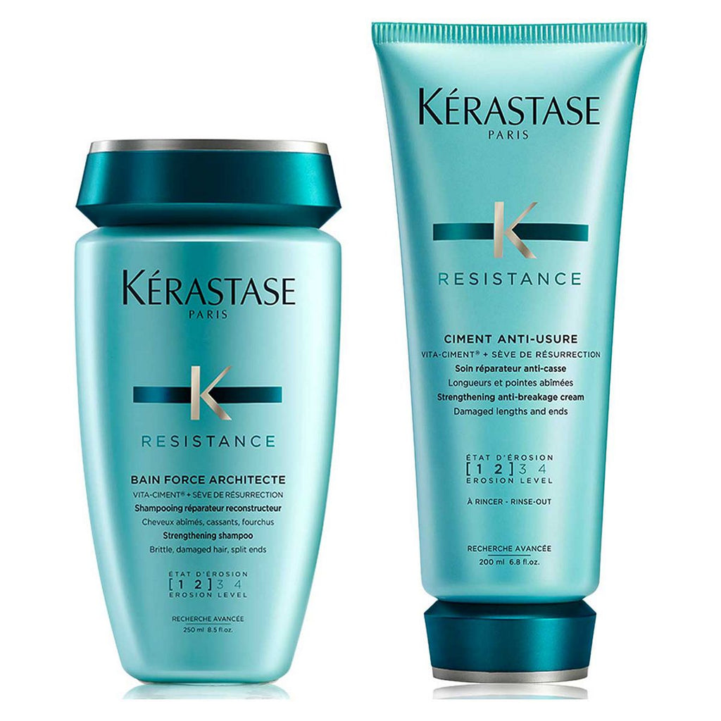 Kérastase Resistance Shampoo and Conditioner Set, Routine to Repair Dry Damaged Hair With Vita-Ciment Complex, Duo Set