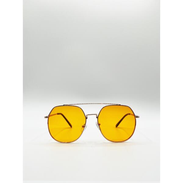 SVNX oversized aviator sunglasses with yellow lenses - British product
