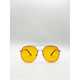 SVNX oversized aviator sunglasses with yellow lenses - British product