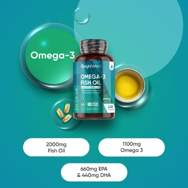 WeightWorld Omega 3 Fish Oil 2000mg 240 softgels (British brand)