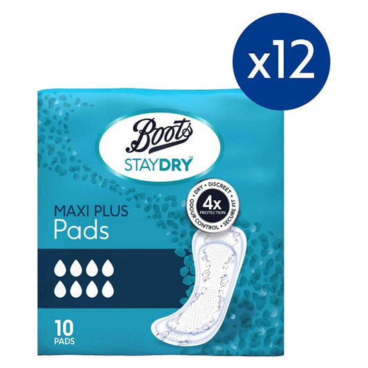 Staydry Maxi Plus Liners for Heavy Incontinence Bundle 12x 10 packs – 120 Pads GOODS Boots   