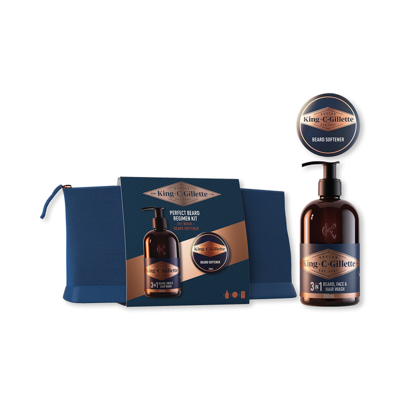 King C. Gillette beard regimen kit with wash and softener - British product