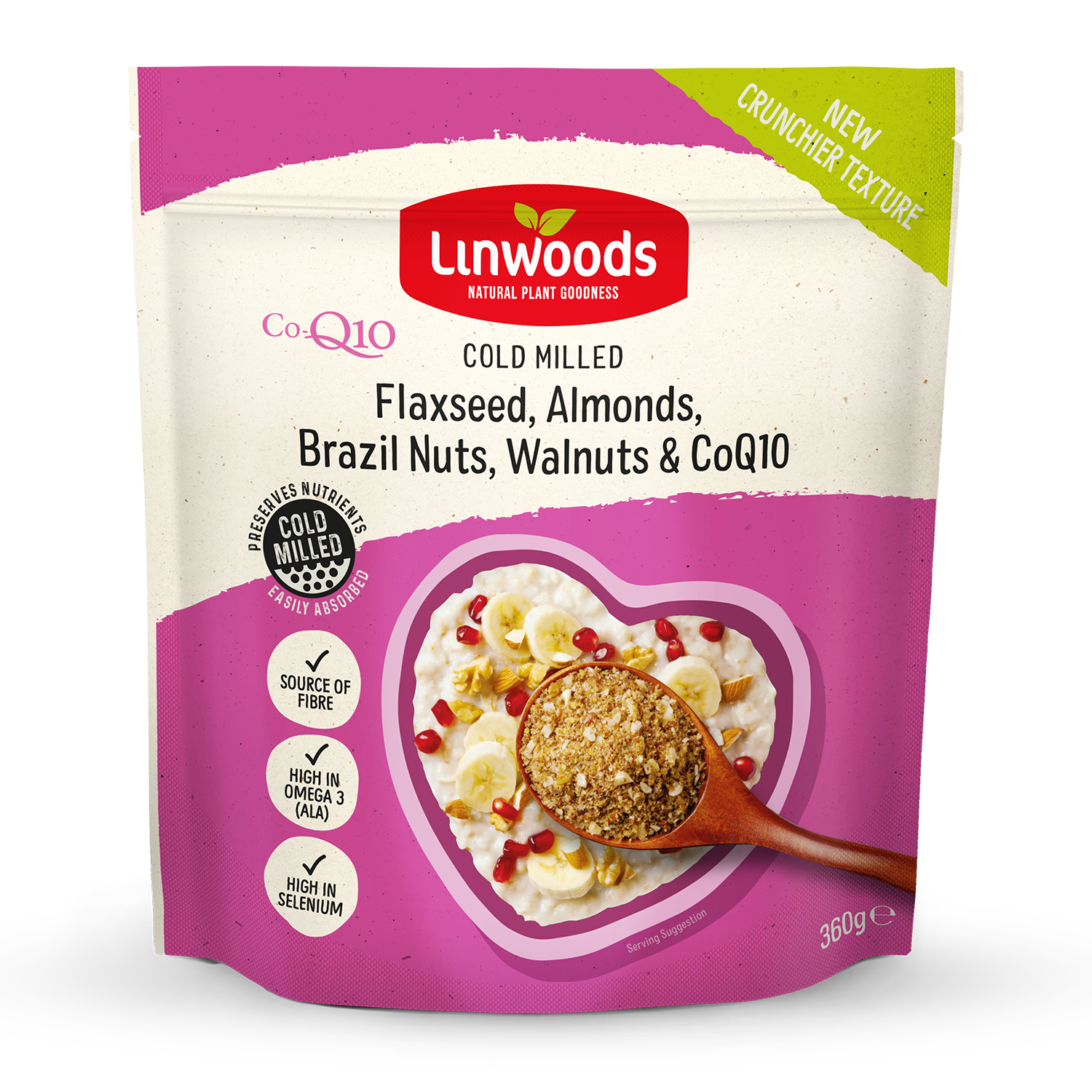 Linwoods Milled Flaxseed Blend with Nuts 360g, imported from the UK