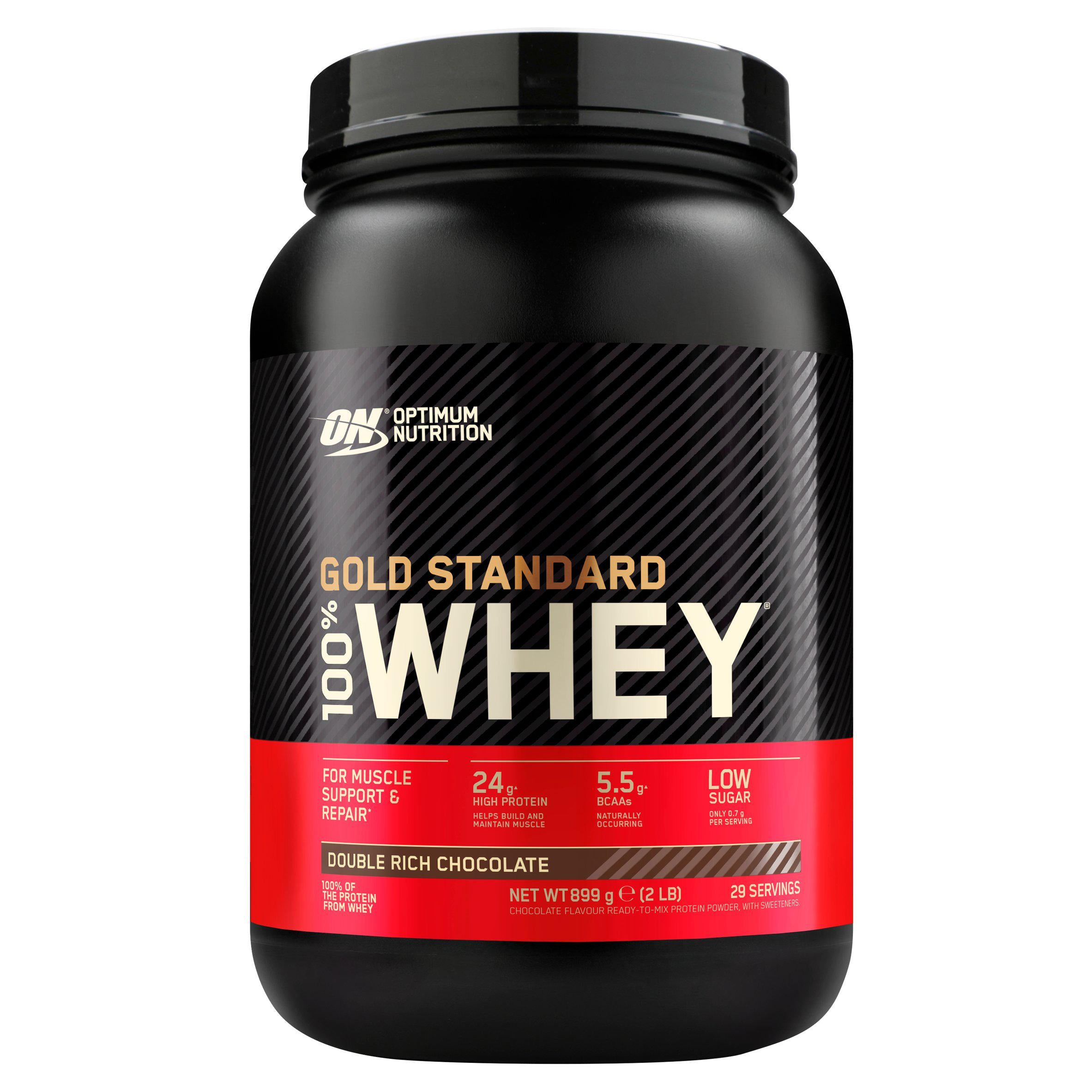 Optimum Nutrition Gold Standard Whey Protein Powder Double Rich Chocolate Flavour 29 servings 899g GOODS Sainsburys   