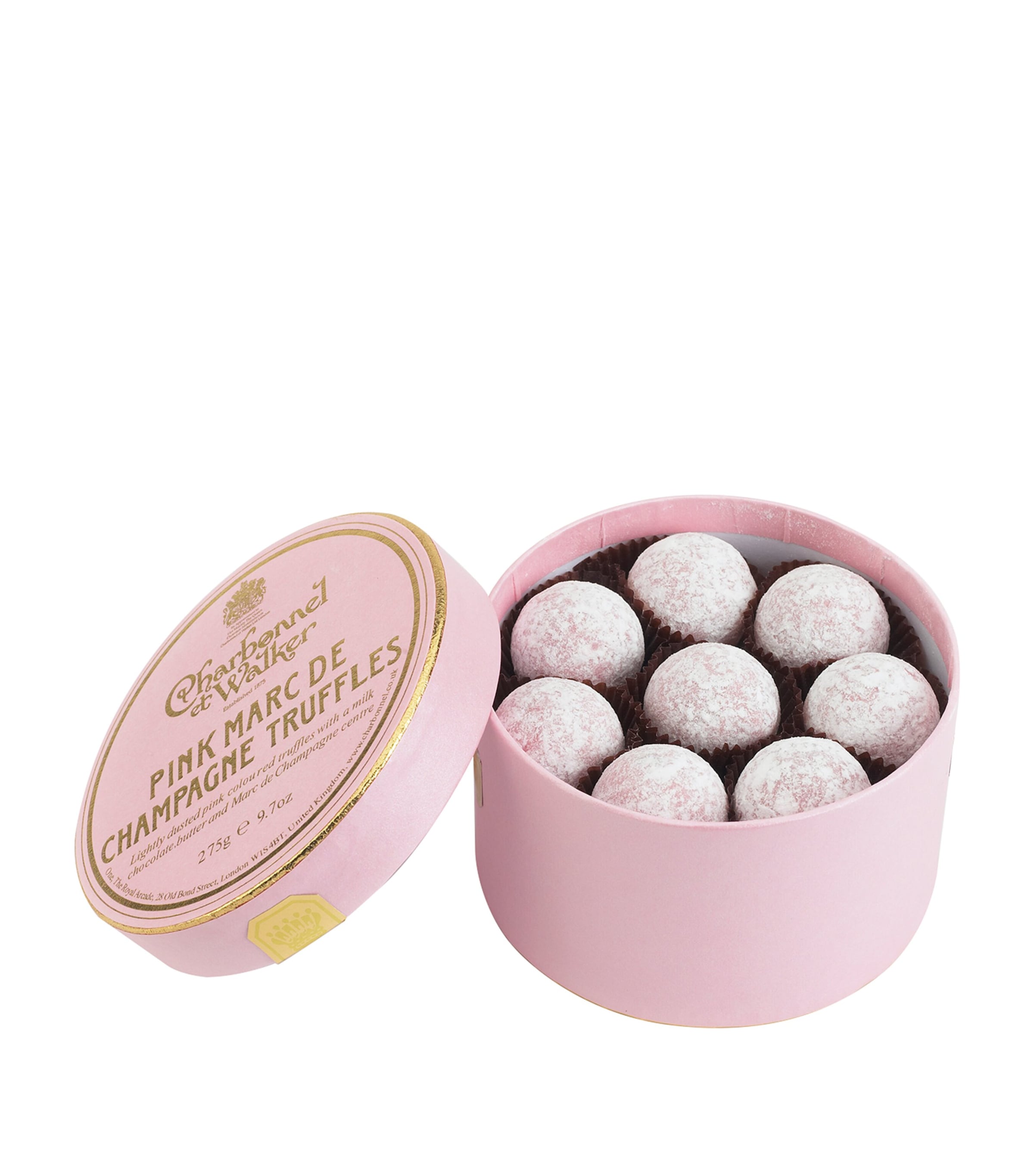 Charbonnel et Walker Pink Marc de Champagne chocolate truffles 275g - British product