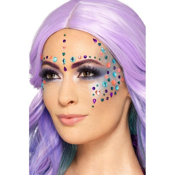 Smiffys self-adhesive face gems assorted colours, UK version