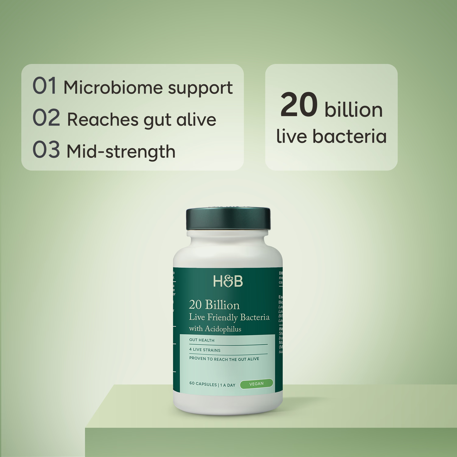 Holland & Barrett Live Friendly Bacteria 20 Billion 60 Capsules, UK version