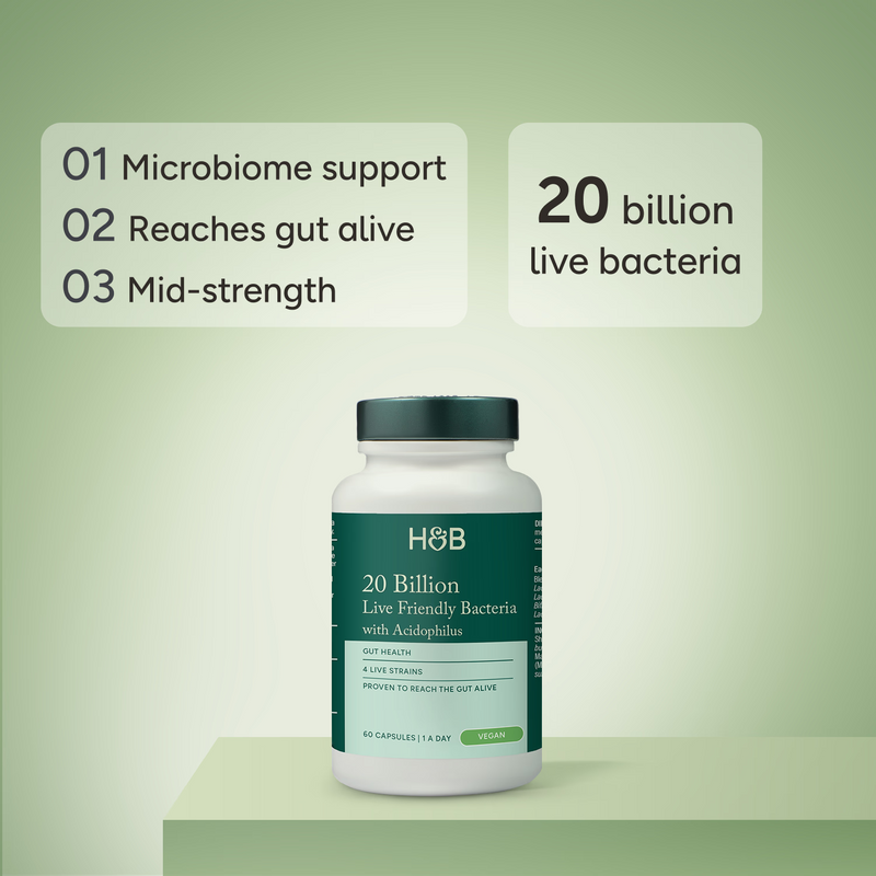 Holland & Barrett Live Friendly Bacteria 20 Billion 60 Capsules, UK version