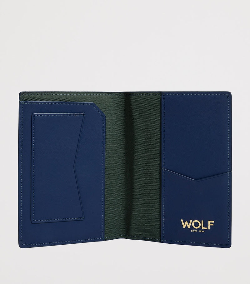 WOLF vegan passport sleeve with RFID protection and card slots (British brand)