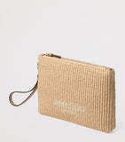 Jimmy Choo raffia zip-up pouch from Beach collection, UK version