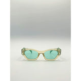SVNX angular framed sunglasses brown green arms - British product
