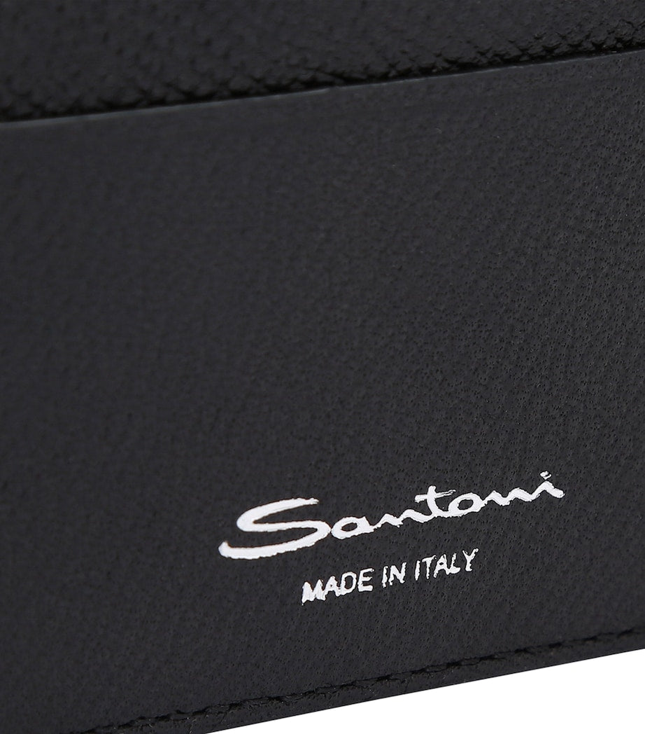 Santoni textured leather card holder with 6 slots, imported from the UK