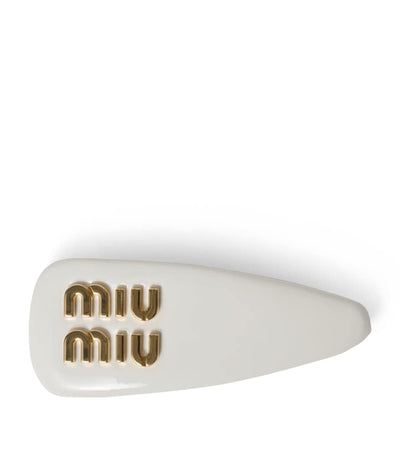 Harrods Miu Miu Leather Logo Hair Clip- Buy online at McGrocer