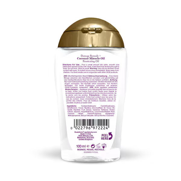 OGX Damage Remedy Coconut Oil serum 100ml, imported from the UK