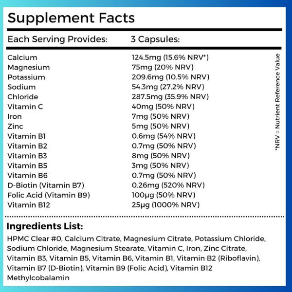 Nutripact Hydra Pact electrolyte supplement 90 capsules (British brand)