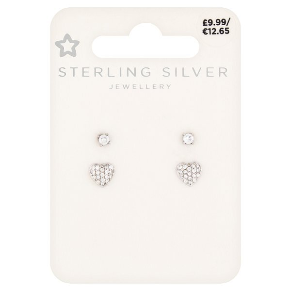 Superdrug Premium Sterling Silver 2 Pack Heart Stud GOODS Superdrug   