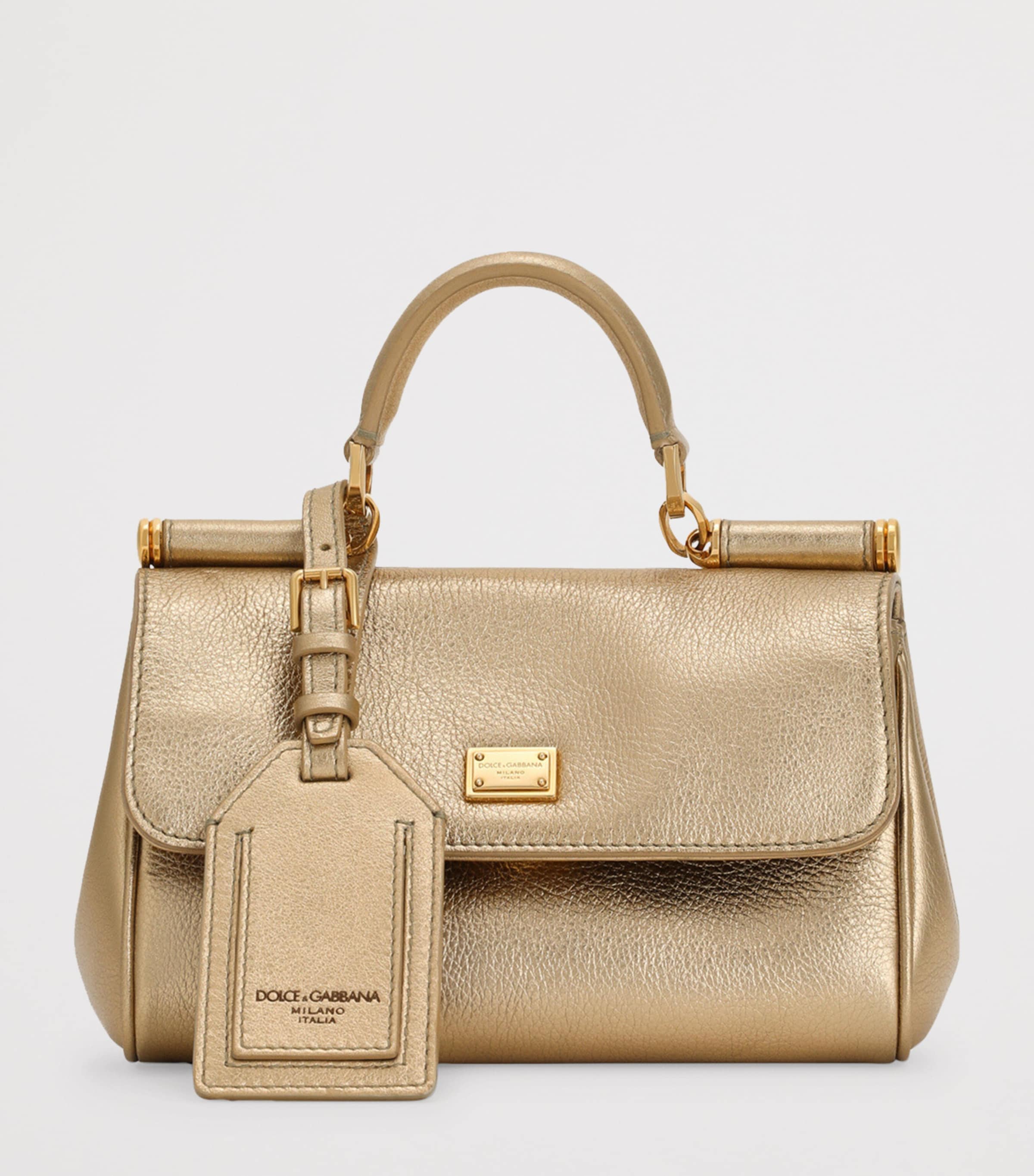 Dolce&Gabbana My Sicily cross-body bag in gold laminated calfskin, UK version
