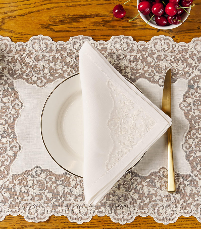 Dea linen lace-trim elite napkin 45cm x 45cm - British product