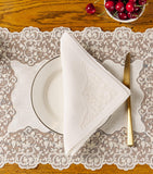 Dea linen lace-trim elite napkin 45cm x 45cm - British product