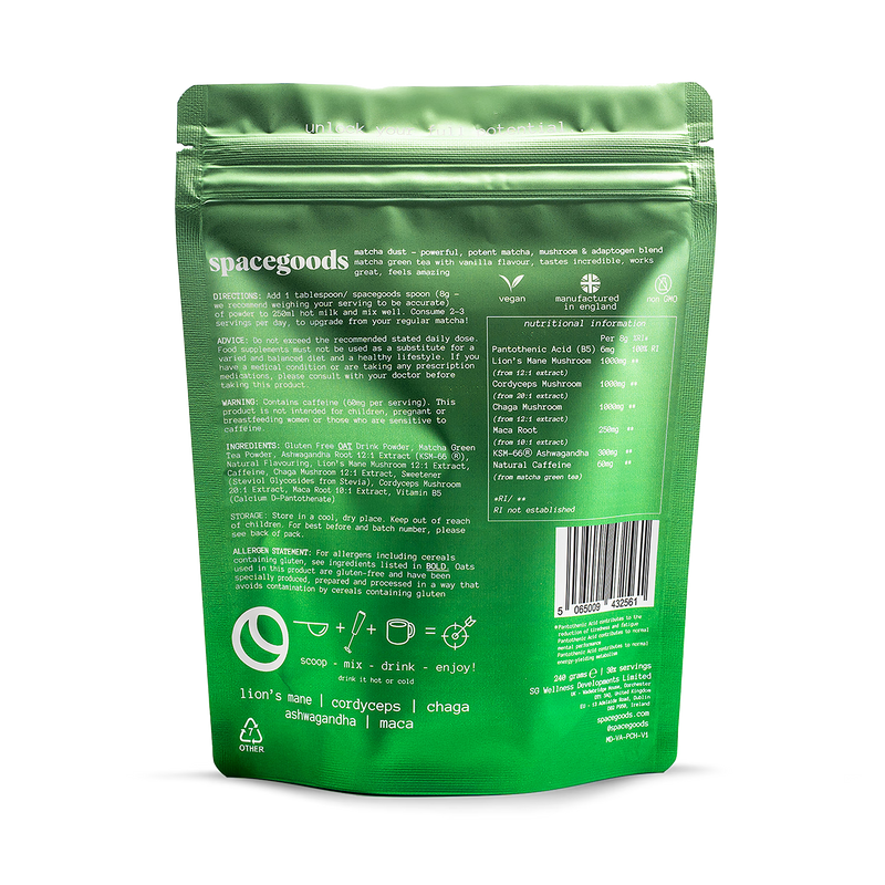 Spacegoods Matcha Dust superfood blend 240g (British brand)