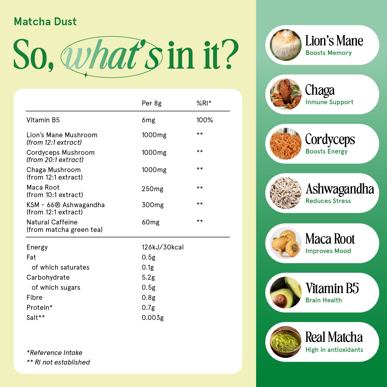 Spacegoods Matcha Dust superfood blend 240g (British brand)