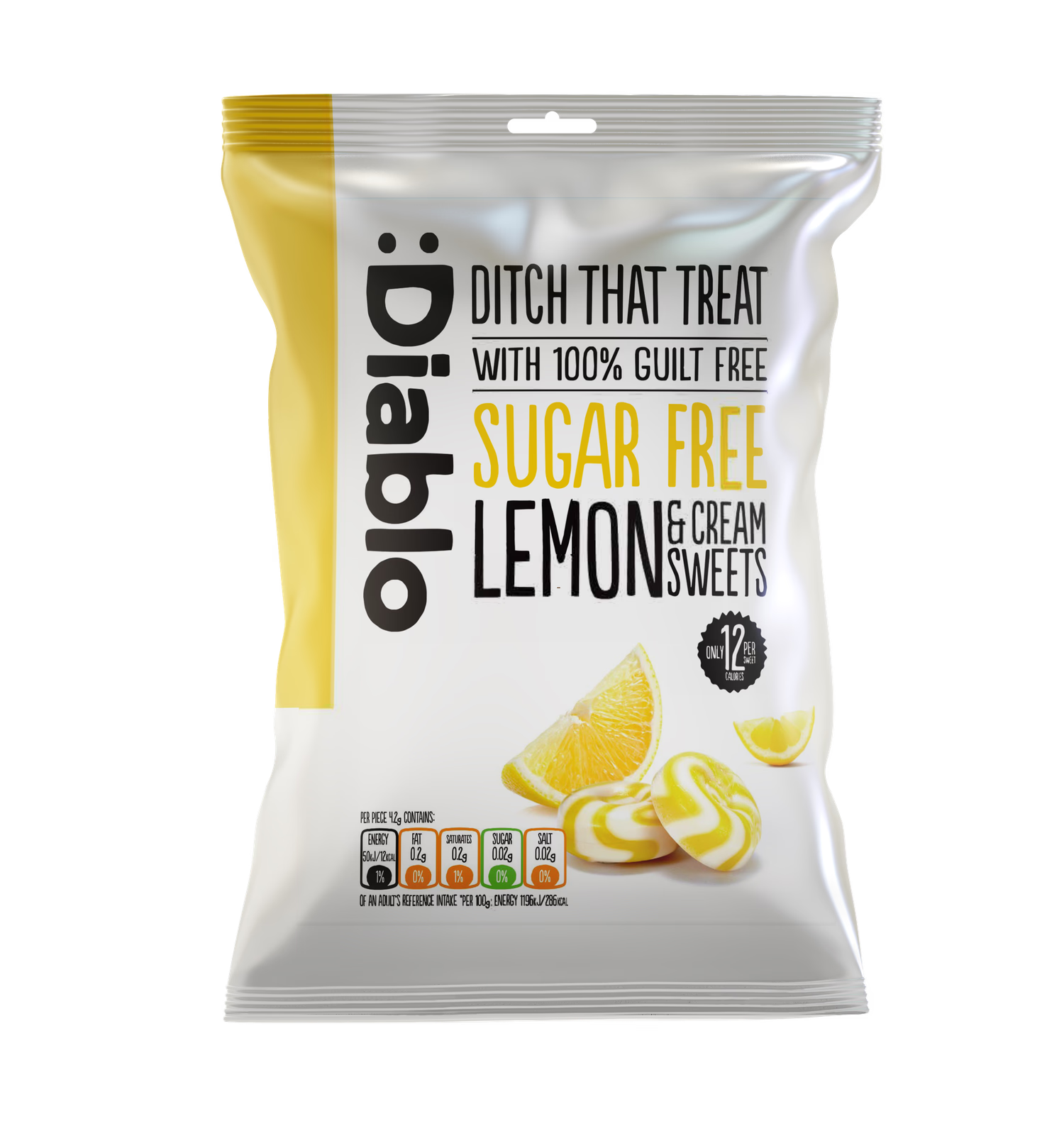 Diablo sugar free lemon and cream sweets 75g, UK version
