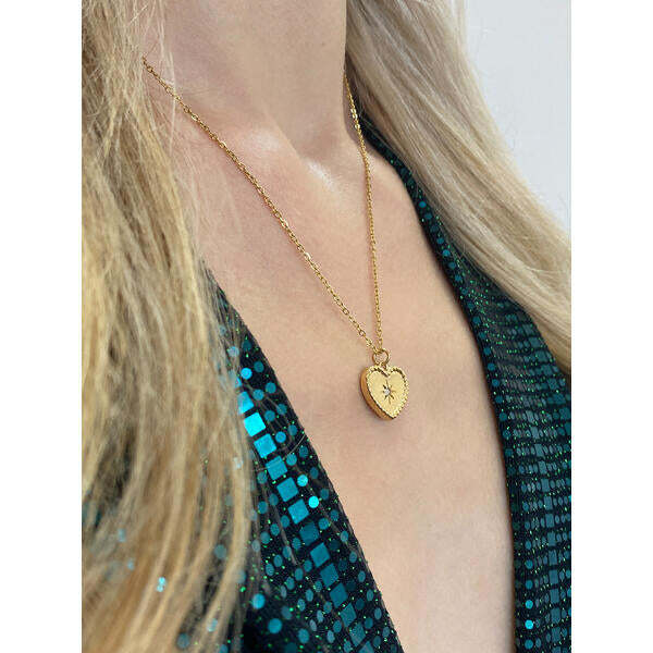 SVNX sparkly heart necklace in gold - British product