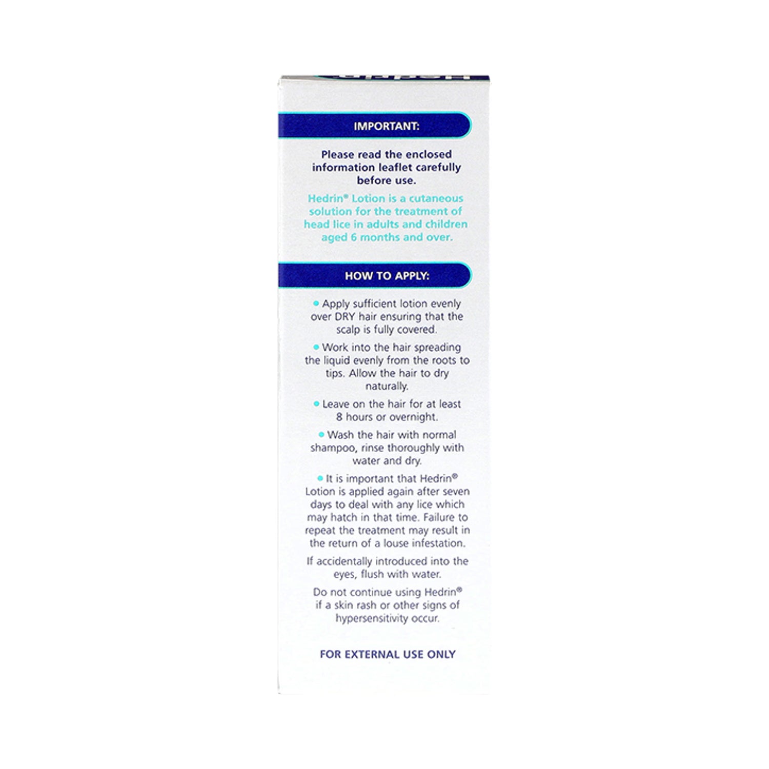 Hedrin lice treatment lotion 4% 50ml (British brand)
