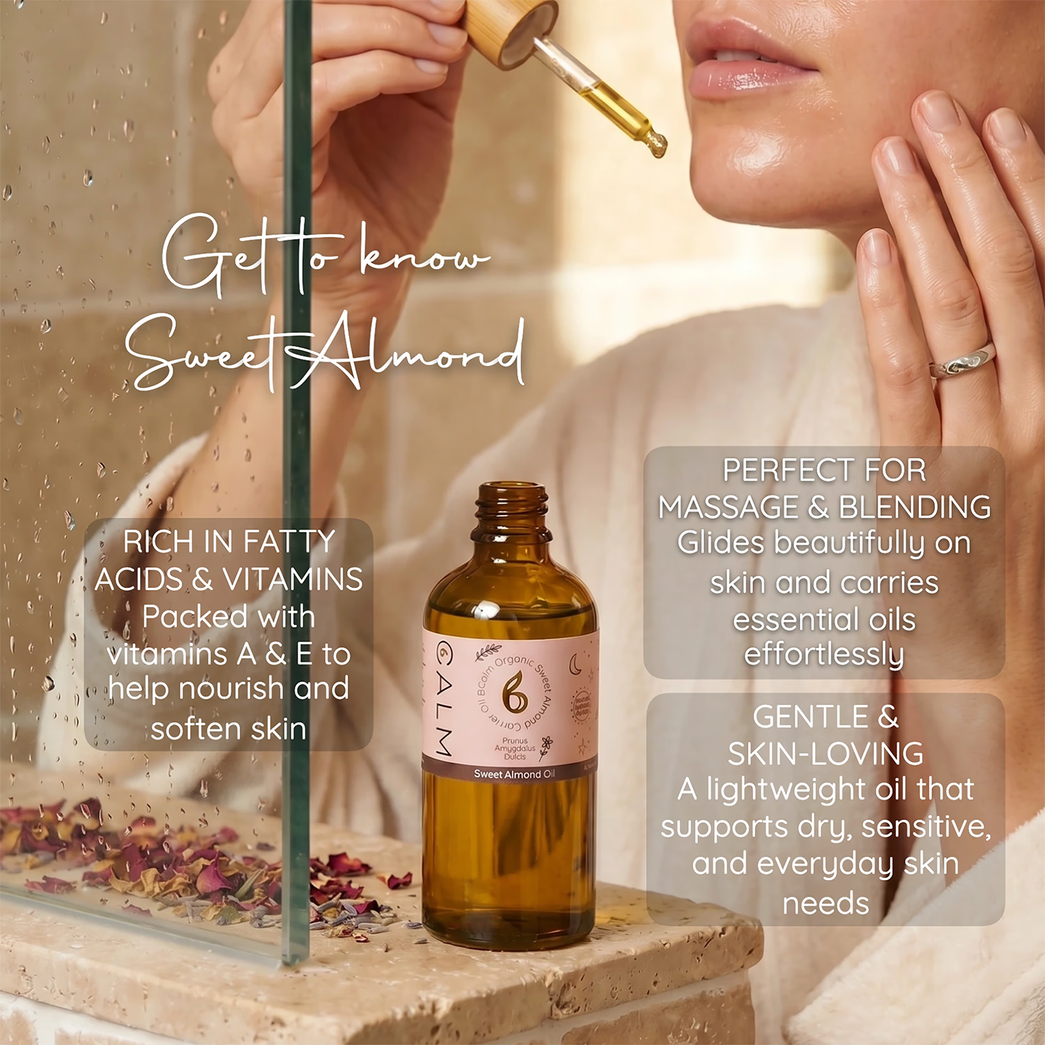 B Calm organic sweet almond carrier oil 100ml - British product
