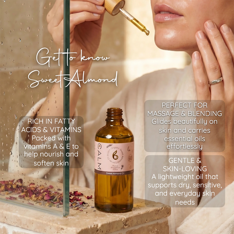 B Calm organic sweet almond carrier oil 100ml - British product
