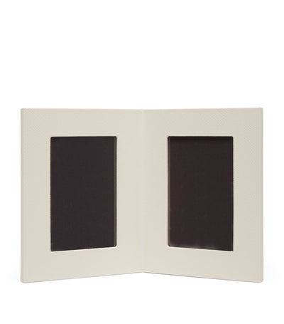 Harrods Smythson Calfskin Panama Double Frame Photo Frame (6 x 4)- Buy online at McGrocer