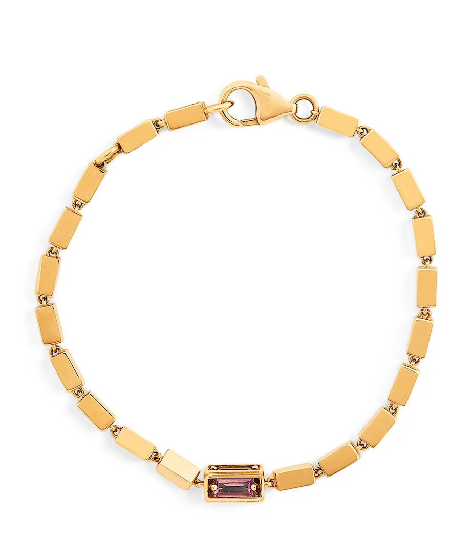 Suzanne Kalan block chain bracelet with pastel sapphires, imported from the UK